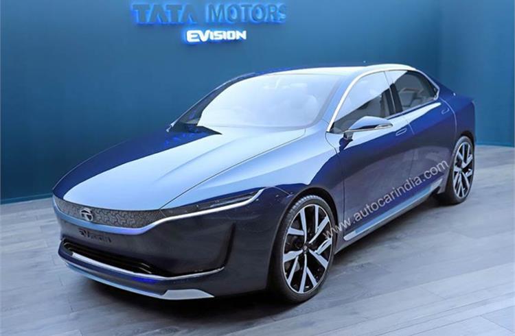 Tata Motors' snazzy EVision concept, displayed at the 2019 Geneva Motor Show, offers cues to the upcoming sedan. 