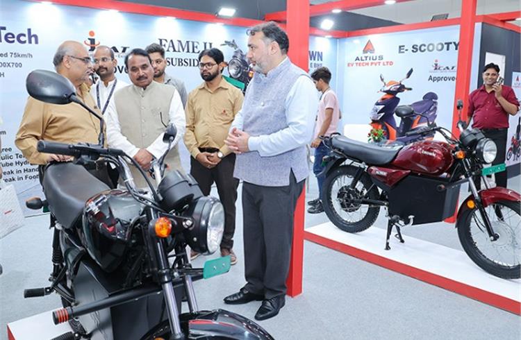 Bhanu Pratap Singh Verma, Minister of State, Ministry of Micro, Small and Medium Enterprises, at the EV Expo.