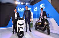 Parveen Kharb and Vijay Chandrawat, co-founders, Twenty Two Motors and Allen Ko, chairman, Kymco.