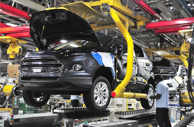 The Ford EcoSport assembly line at the Chennai plant.