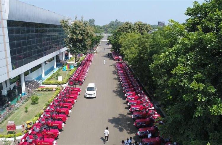 File image of Mahindra & Mahindra delivering 1,000 tractors to customers in Nagpur.