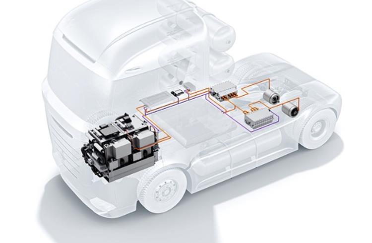 Bosch is developing the fuel-cell powertrain primarily with a focus on trucks, and the company plans to start production in 2022–2023.