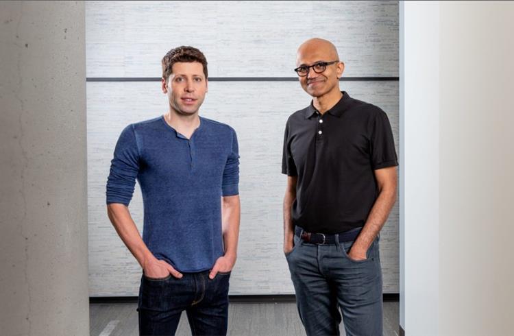 L-R: Sam Altman, CEO, OpenAI and Satya Nadella, CEO, Microsoft.