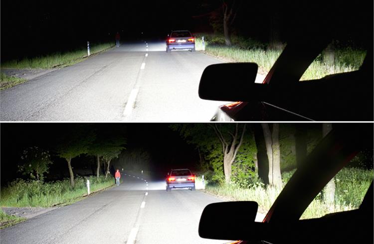 Glare-free high-beam lighting technology can help increase visibility compared to a conventional dipped beam. 