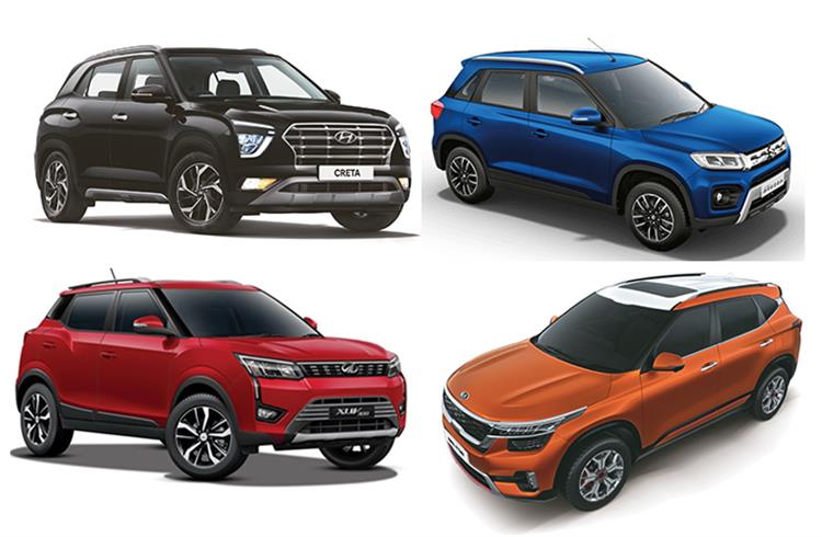 For Q1 FY2021 (April-June 2020), Hyundai leads the UV market share chart with 23.29%, followed by Maruti Suzuki (19.70%), Mahindra & Mahindra (17.20%) and Kia Motors India (13.14%)