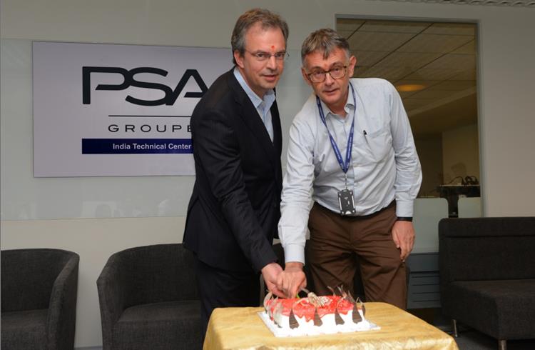 L-R: Eric Apode, senior vice-president,  PCA Motors India and Francois Sigot, Head of C Cubed program, senior vice-president, during the inauguration of the new India Technical Center in Chennai.