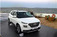 Firmly tethered to the deck of the 'Angriya' cruise ship, the new Hyundai Venue compact SUV gets the 'rolling chassis' treatment on the Arabian Sea