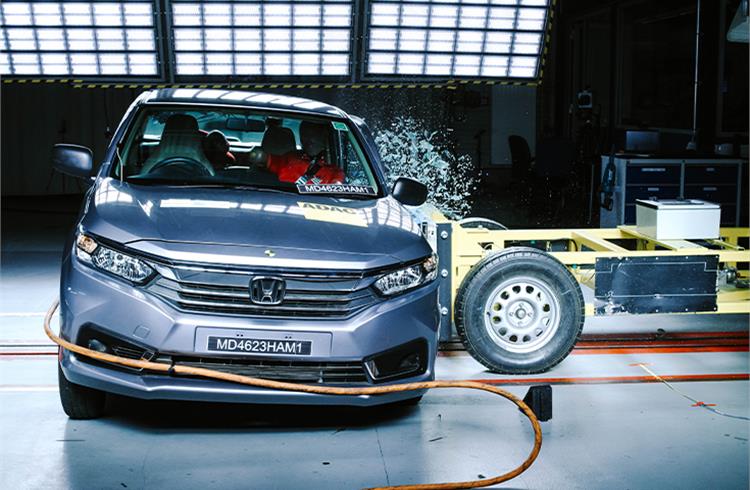 Honda Amaze receives two stars Global NCAP crash test rating