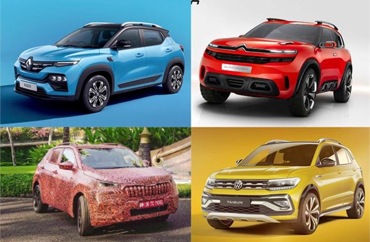 The booming SUV market is set to turn even more exciting this year what with the (clockwise from top left) Renault Kiger, Citroen C5 Aircross, Volkswagen Taigun and Skoda Kushaq slated to roll out.  