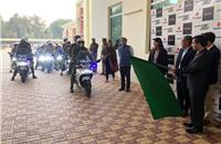 IPS Mohammed Akil, Commissioner of Police, Gurgaon flagging off the convoy of 10 Suzuki SF 250.