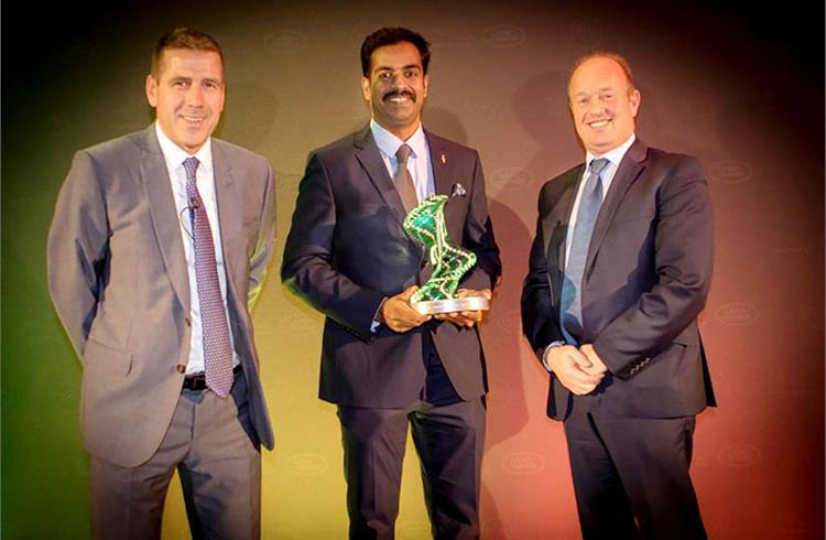 Sajeesh Kumar (centre pic) from Muthoot Motors, Kochi got the better of 16,000 contestants from 30 countries to win Jaguar Land Rover's Global Technician of the Year competition for 2018.
