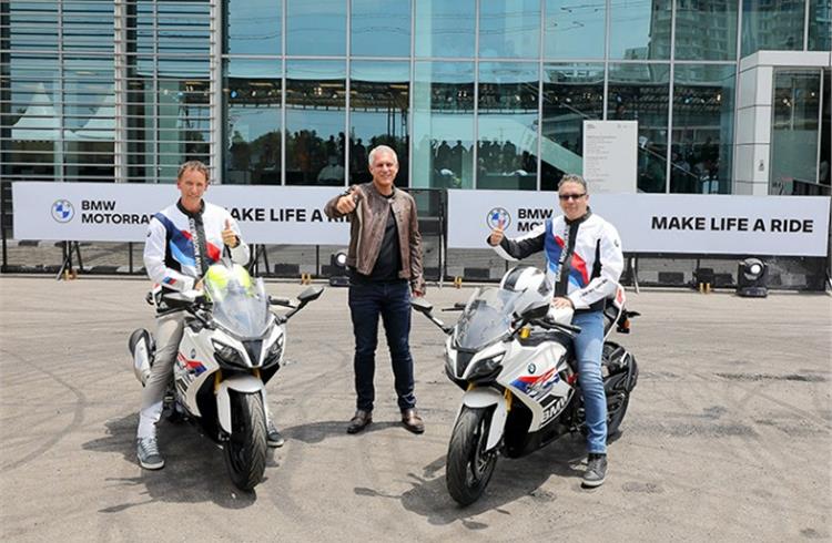 L-R: Markus Mueller-Zambre, Head of Region Asia, China, Pacific & Africa at BMW Motorrad; Stephan Reiff, VP  - Customer, Brand, Sales, BMW Motorrad) and Vikram Pawah, President, BMW Group India.