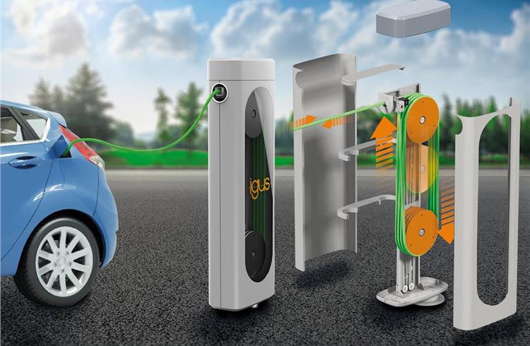 Igus develops compact cable retraction system for EV-charging wallboxes