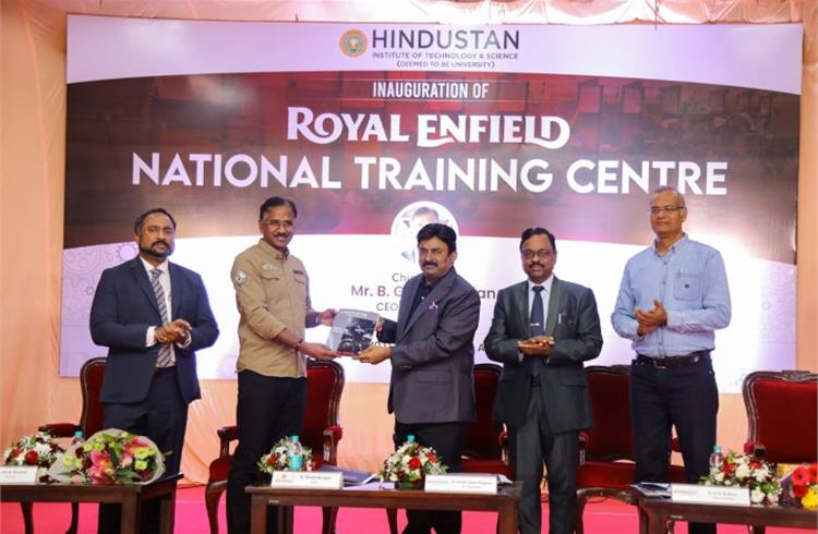 B Govindarajan, CEO, Royal Enfield and Dr. Anand Jacob Verghese, Pro-Chancellor, Hindustan Institute of Technology & Science at the launch of the Royal Enfield Experiential Training Hub.