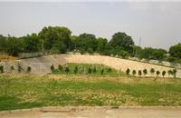 Rainwater harvesting pond at the Tapukara plant site in Rajasthan. 