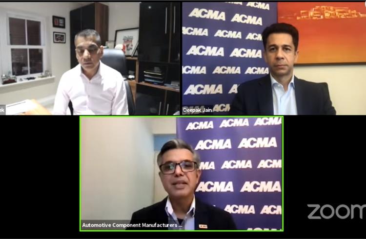 Clockwise from top left: Raj Manek, MD, Messe Frankfurt India; Deepak Jain, President, ACMA; and Vinnie Mehta, Director General, ACMA, open the fifth ACMA Automechanika.