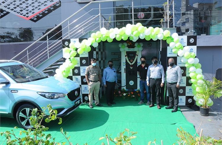 The 50 kW Superfast public EV charging station in Chennai. It can charge an MG ZS EV from to 80% in 50 minutes.