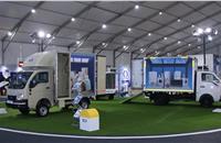 Tata Ace Delivery Van and Tata Super Ace Mint XPS Insulated Container displayed at the Tata Motors E-commerce Expo 2019.