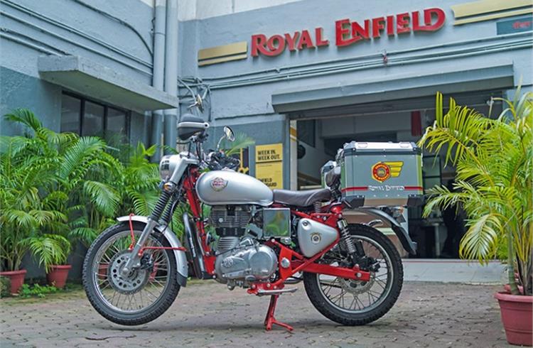 Doorstep service in a time of social distancing: Service on Wheels is a fleet of mobile service-ready motorcycles from Royal Enfield.