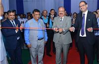 Ribbon cutting ceremony  (R to L) - Santosh Iyer – vice president-customer services, retails training & corporate affairs, Mercedes-Benz India; Mahesh Munjal, MD, Majestic Auto