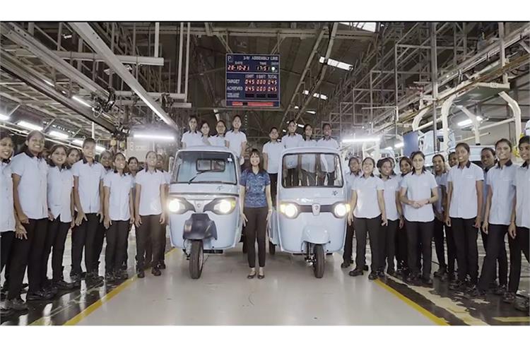 Piaggio's Ape Electrik assembly line manned by women