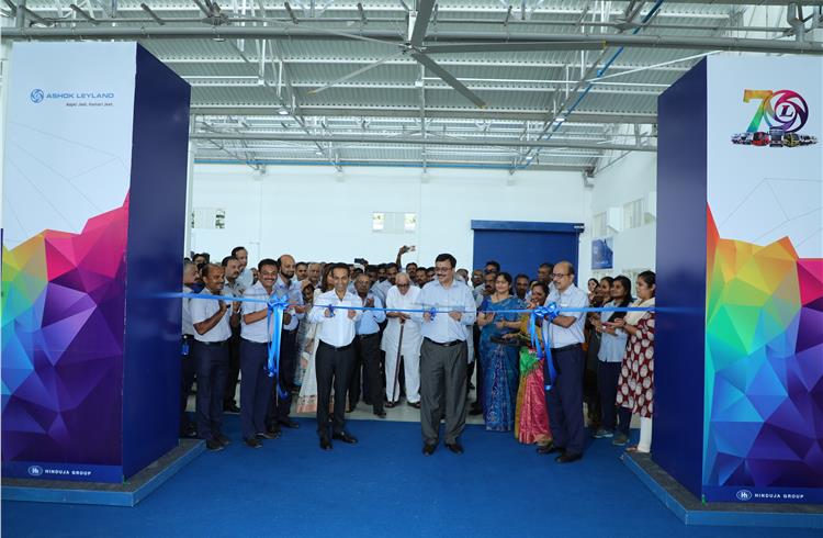  Dheeraj G Hinduja and Vinod K Dasari inaugurating the EV facility at Ennore plant in Chennai on the occasion of the 70th anniversary of Ashok Leyland.