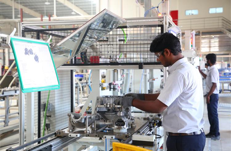 The six-speed transmission assembly line at the AVTEC plant. The CK Birla Group company is one of the key suppliers to the Citroen project in India. Photo: PSA Group