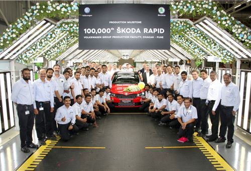 Skoda Auto India rolls out 100,000th Rapid sedan
