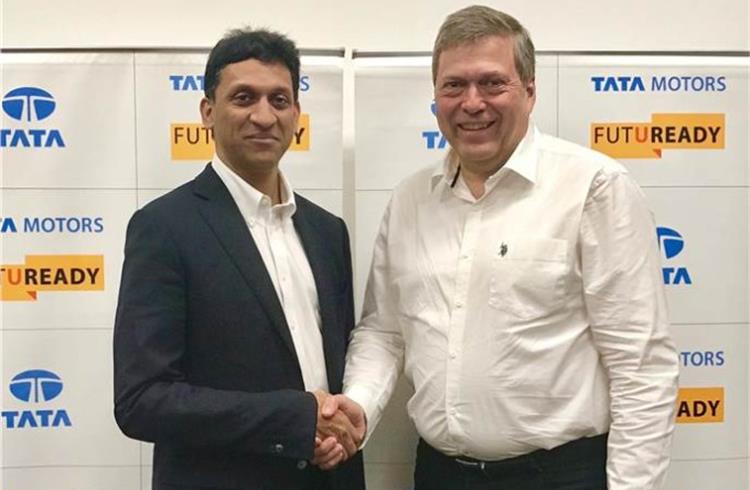 L-R: J Anand, MD, Jayem Automotives, with Guenter Butschek, CEO and MD, Tata Motors, had announced the JV on March 31, 2017.