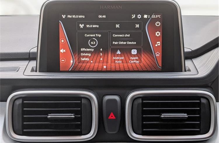 7-inch Harman touchscreen paired with six speakers offers punchy sound quality for the segment.