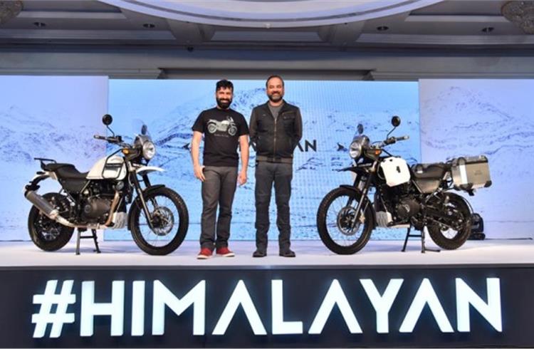 Eicher Motors’ CEO Siddhartha Lal and Rudratej Singh, president, Royal Enfield, at the Himalayan launch in Mumbai.