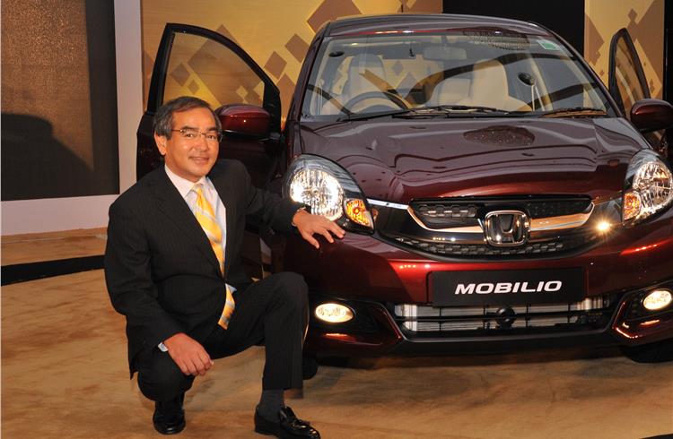 Yoshiyuki Matsumoto with the Mobilio, Honda's first MPV for India.