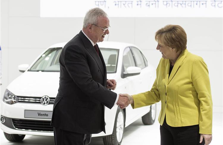 German chancellor Angela Merkel with VW CEO Prof. Dr. Martin Winterkorn.