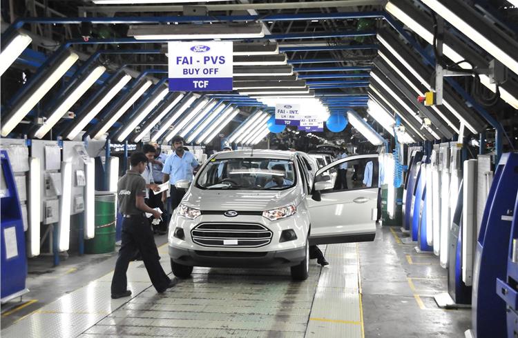 Ford India's Chennai plant currently has an installed production capacity of 200,000 cars and 340,000 engines.