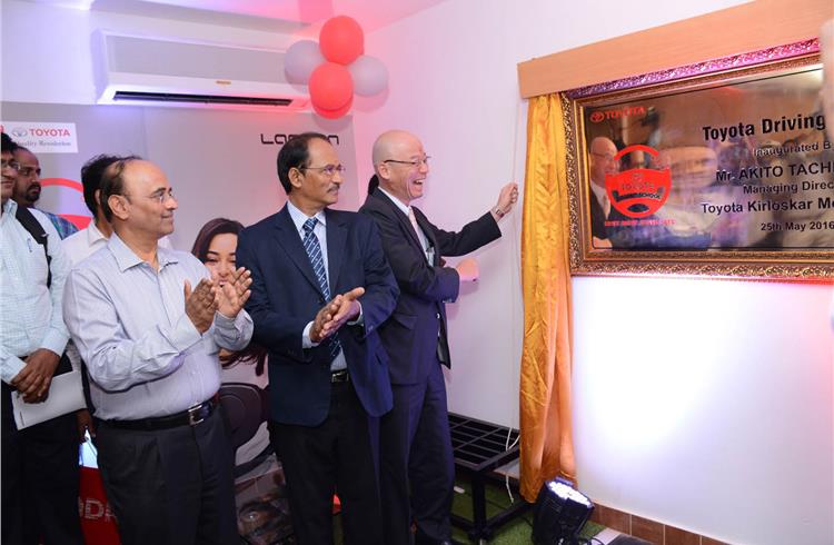 Akito Tachibana, managing director, Toyota Kirloskar Motor, inaugurates the new Toyota Driving School in Chennai.