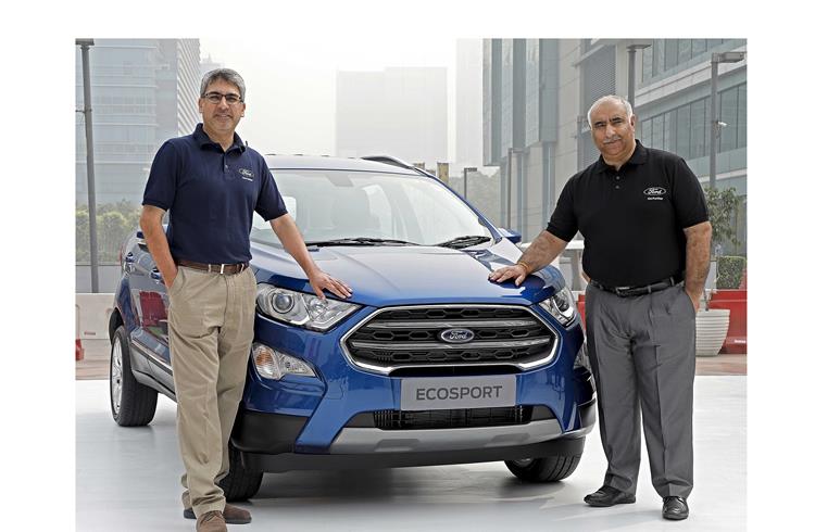 L-R: Anurag Mehrotra, president and MD,Ford India and Vinay Raina, executive director (Marketing, Sales and Service), Ford India at the new EcoSport launch in New Delhi.