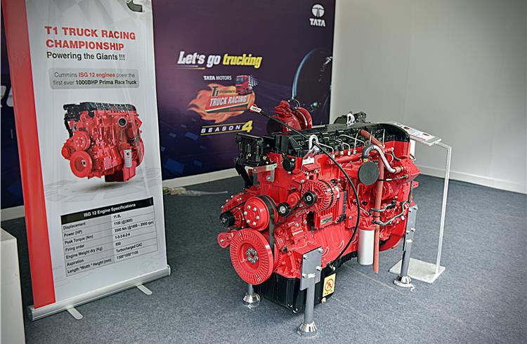Cummins' ISG 12 engine powers the Tata Prima race truck. The 11.8-litre engine develops 1100hp of max power and torque of 3500Nm, helping the truck do 0-160kph in 10 seconds.