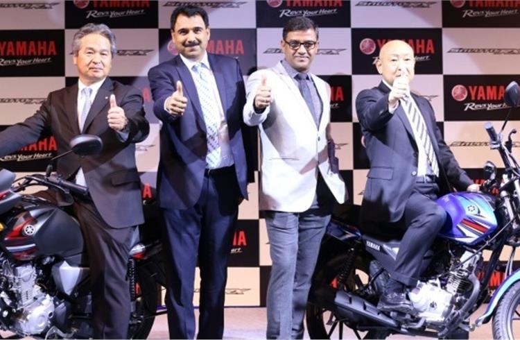 L-R: Hiroaki Fujita, chairman, Yamaha Motor India Group of Companies; Yamaha Motor India Sales VPs Ravinder Singh (Strategy & Planning) and Roy Kurian (Sales & Marketing); and Masaki Asano, MD, Yamaha