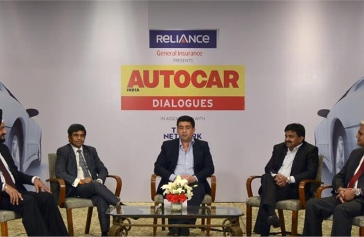 L-R: RS Kalsi, executive director (marketing & sales) Maruti Suzuki India; Rakesh Srivastava, Sr VP (Sales & Marketing), Hyundai Motor India; Hormazd Sorabjee, editor, Autocar India; N Raja, director 