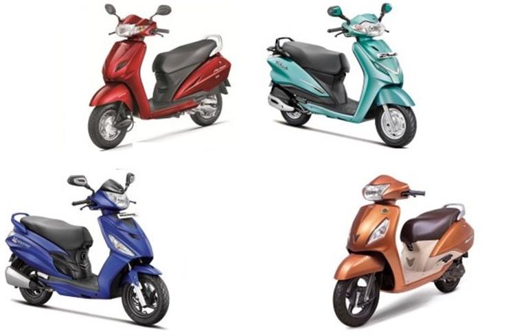 While Honda's Activa reigns supreme, the TVS Jupiter, Hero Maestro and Duet take the next three spots in the Top 10.