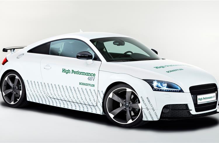 The Schaeffler High Performance 48 Volt concept vehicle with electric rear axle and a permanent 20 kW performance.