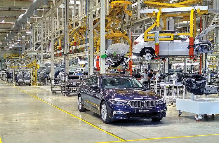 BMW India's Chennai plant has a manufacturing capacity of 14,000 units per annum. The product portfolio for India includes the 3 Series, 3 Series Gran Turismo, 5 Series, 7 Series, X1, X3, X5 and the 6