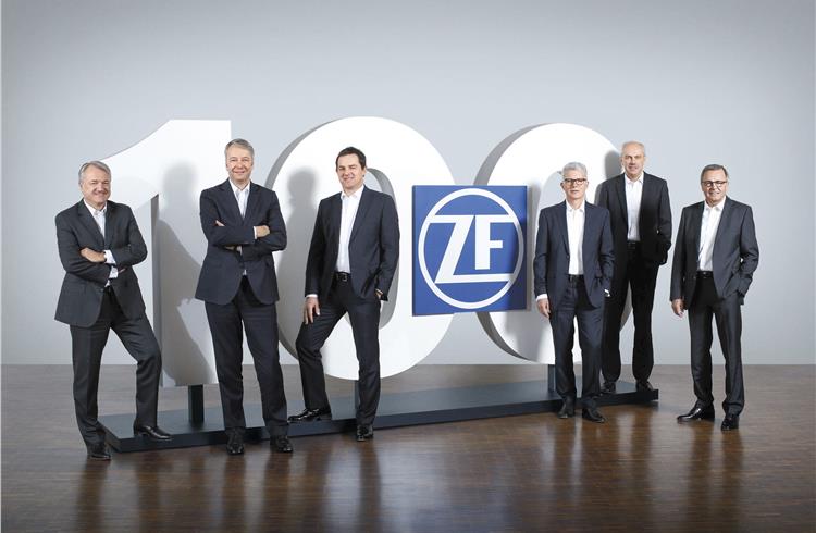 ZF’s Board of Management (L-R)): Dr. Konstantin Sauer, Dr. Stefan Sommer, Jürgen Holeksa, Michael Hankel, Wilhelm Rehm, Rolf Lutz. Not seen here: Dr. Franz Kleiner, Board Member since January 2015.
