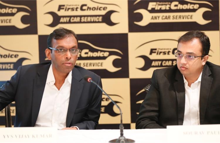 YVS Vijay Kumar, CEO- Mahindra First Choice Services Ltd (Left) addressing the media in Kolkata.