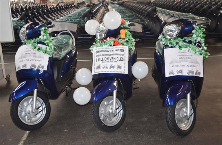 Suzuki rolls out its three-millionth two-wheeler in India