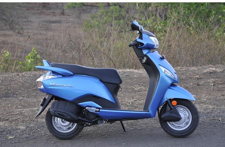 Hero MotoCorp has two scooters -- the 109cc Maestro (above) and the 102cc Pleasure in its stable, dominated by over 20 motorcycles