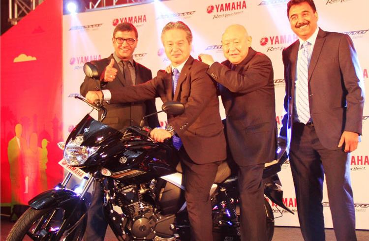L-R: Roy Kurian, VP (Sales & Marketing), Yamaha Motor India Sales; Hiroaki Fujita, chairman, Yamaha Motor India Group Companies; Masaki Asano, MD, Yamaha Motor India; and Ravinder Singh, VP (Strategy 