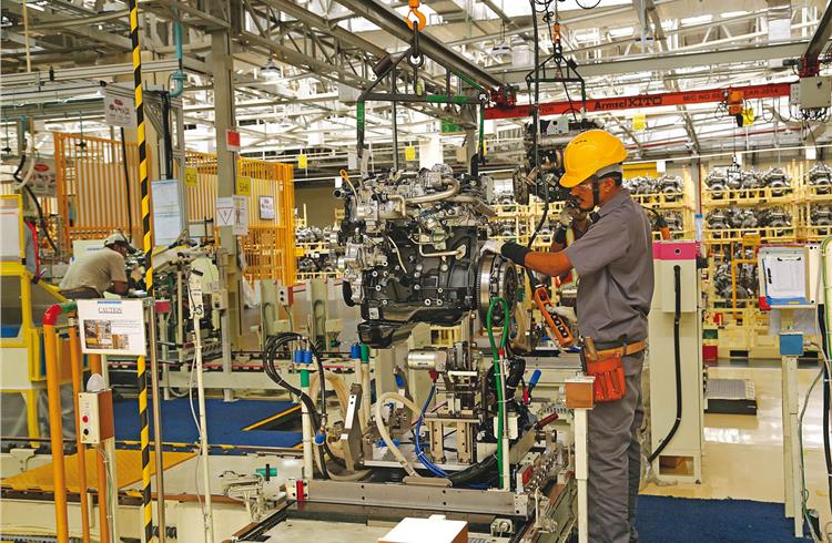 Toyota Industries Engine India has a production capacity of 108,000 engines per annum and currently produces around 8,000 a month for the Innova Crysta. Image Credit: Sudhakar Thippanakaje