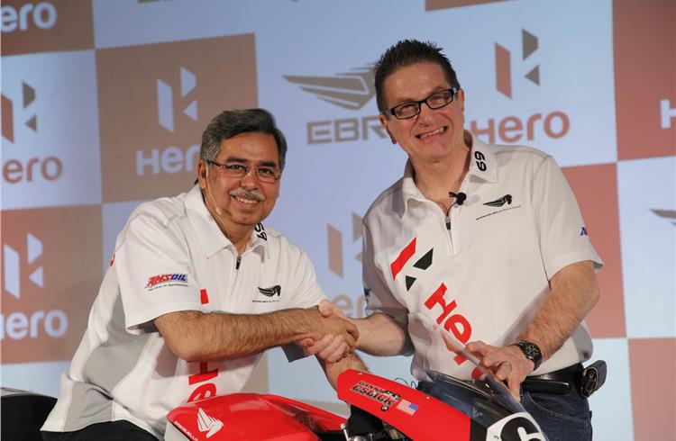 On February 22, 2012, Pawan Munjal, MD and CEO, Hero MotoCorp and Erik Buell, chairman and CTO of EBR first announced their strategic technical alliance.