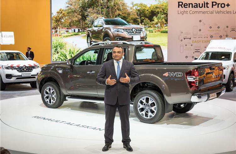Ashwani Gupta, seen here at the reveal of the Renault Alaskan, at the 2016 Hanover International CV Motor Show, appointed Alliance senior vice-president of the Renault-Nissan LCV Business Unit.